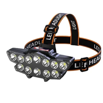 12*P90 LED Fényszóró USB Újratölthető Hosszú Lőni 4 Módok Kerékpár Head Zseblámpa Zseblámpa Vízálló Kempingezni, Horgászni