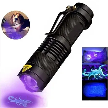LED-es UV Lámpa 365/395nm Hordozható Ultraibolya fényű Lámpa Nagyítható Ellenőrző Lámpa Pet Vizelet Skorpió Folt Érzékelő Lámpák
