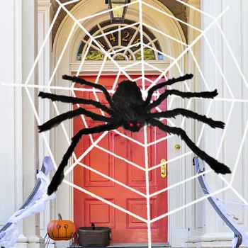50/75Cm Halloween Óriás Pókok, Fekete-Fehér Plüss Pókok Web Halloween Dekoráció Mesterséges Pók Kísértetjárta Ház Horror Kellékek