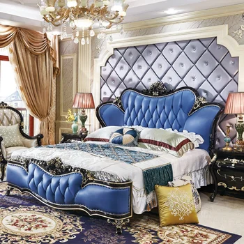 Luxus Minták Kényelmes Hálószoba Bútor, King Size Fa Ágy