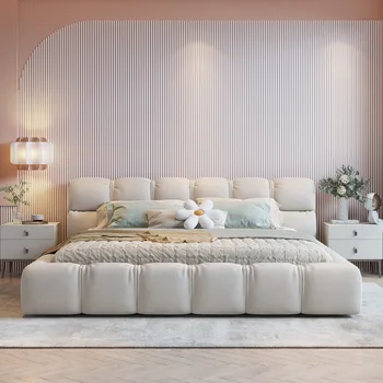 Olasz minimalista 1.5 twin technológia szövet ágy modern, világos luxus hálószoba 1.8 háló piros puff matrac ágy