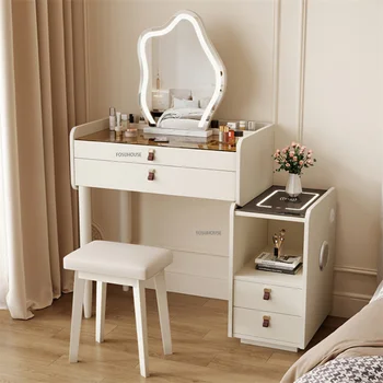 Modern, Egyszerű Drag Hálószoba Bútor ágy melletti Tároló Szekrény Smink Hiúság Asztal Fiókos fésülködő Asztal Tükörrel