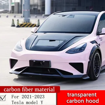 A Tesla model Y átlátszó stílus CMST szénszálas motorháztető 2021 2022 2023 privát tároló vitrin átlátszó borító