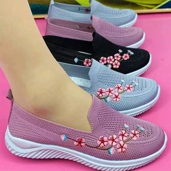Női Cipők Háló Lélegző Virág Kényelem Anya Cipő Puha Egyszínű Divat Női Lábbeli Könnyű Zapatos De Mujer