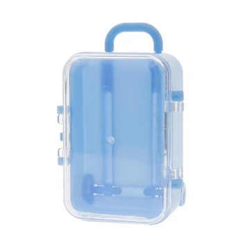 Kék mini henger utazás bőrönd candy doboz személyiség kreatív esküvői candy doboz, bőrönd gurulós esetben candy játék kis storag