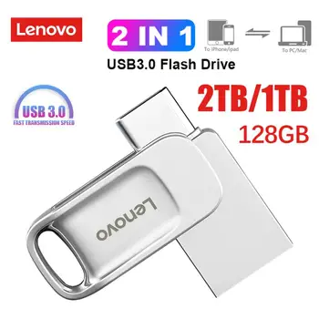 Lenovo OTG 2 tb-os Pendrive 128GB Usb Flash Drive 2-IN-1 Nagy sebességű Átvitel Fém pendrive, 1 tb-os USB 3.0 Eszközt Gamecube
