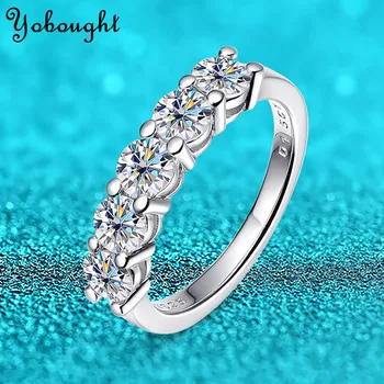 Yobought Fehér Arany D Szín 4mm Moissanite Gyűrű a Nők 1.5 CT Kő Mérkőzés Gyémánt Esküvői Zenekar Menyasszony S925 Sterling Ezüst GRA