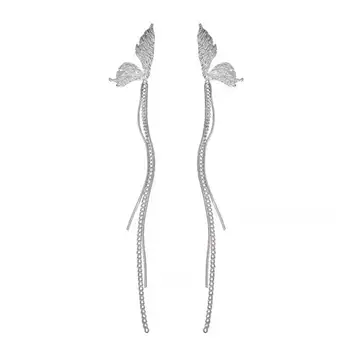 Női Karika Fülbevaló Geometriai Galvanizáló Magas minőségű Pillangó Strasszos Tassel Fülbevalók Divat Ékszerek