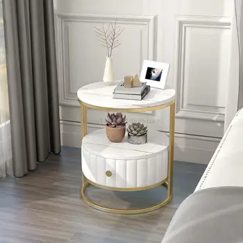 Északi Éjjeliszekrények Egyszerű, Modern Hálószoba Fény Luxus Tároló Éjjeliszekrényen kis Kanapé Kerek Asztalon mesita Bútor XY50BT