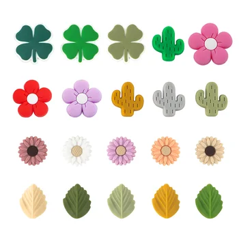 5-10db Szilikon Gyöngyök Levelek Kaktusz Virág Fókusz Gyöngy Ékszerek Készítése DIY Cumi Lánc Karkötő Kiegészítők