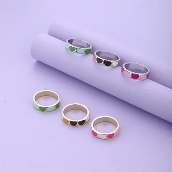 Új, Egyszerű, Színes Szív Gyűrű Lányok Ins Stílus Divat Fém Gyűrűk Női Klasszikus Fél Gyűrűk 2023 Gyűrűk, Ékszerek, Nagykereskedelmi