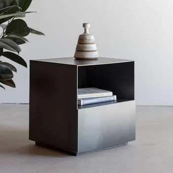 Olasz Éjjeliszekrényen Luxus Minimalista Design Fekete Ipari Mozgatható Iratszekrények Elemek Szafka Nocna Modern Otthon Bútor