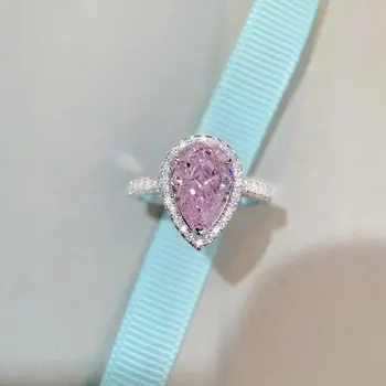 Divat-Luxus Köbméter Cirkon Gyűrű Rózsaszín vízcsepp Vágott ZC Gyűrű 925 Cirkon Gyűrűk a Nők Számára Ingyenes Szállítási Évforduló Ajándék