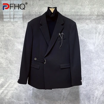PFHQ Fény Luxus Blézer Kabát Férfi egyszínű Jóképű Sokoldalú Egyszerű Személyiség, Vékony, Divatos Öltöny 21Z1826