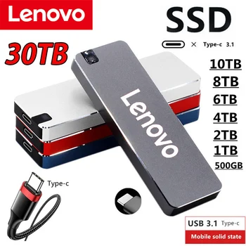 LENOVO 2023 Eredeti nagysebességű Hordozható SSD 30TB Külső Merevlemez Tároló C-Típusú USB 3.1 Interfész PC Számítógép Laptop