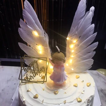 Szülinapi Torta Toll Dekoráció Angyal szárnyak Esküvő Party Kellékek Haza Torta Topper Romantikus Eszközök Esküvői Fotó Kellékek Toll