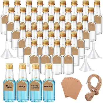 50PCS 50ml Mini alkoholos Üveg Újrahasználható Műanyag Üres Alkohol Lövés Üveg Vodka, Pezsgő, Whisky, hogy az Esküvő Party