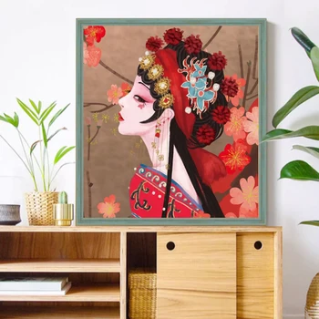 Gyémánt festmény nouveaute 2023 Kínai Pekingi Opera Klasszikus Szépség, kézzel készített DIY haza fal nyomtatott díszítő festés