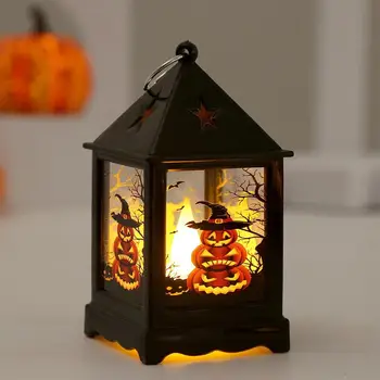 4 Stílusok Lámpás a Halloween Dekoráció elemes Éjszakai Fény Kézi Dekoratív LED Lámpás A Boszorkány, Tök Varjú, Bagoly