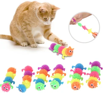 6db Puha Szimuláció a caterpillar Cat Teaser Játék Kisállat Macska Foga, Tiszta Rágni, Harapni Lejátszott Játékok