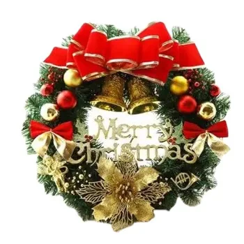 Karácsonyi Levél Labdát Fenyő Levél Bell Koszorú dekoráció, Karácsonyi kellékek medál piros, zöld, 30cm, 40cm 50cm