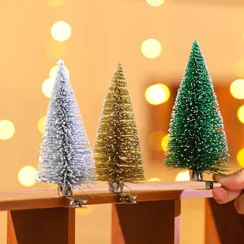 Miniatűr Fenyő Fa, Videoklipek, Mini Asztali karácsonyfa, lakberendezés, Karácsonyi Díszek, 1 db, 3Pcs