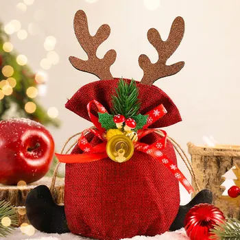 Karácsonyi Édesség Táska Santa Elk Baba Dekoráció Húzózsinórral Táskák Apple Cookie-kat Csokoládé, Ajándék Csomagolás, Tasak, Karácsonyi Díszek