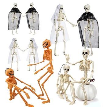 2db Halloween Mozgatható Csontváz Hamis Emberi Koponya Csontok Halloween Party Haza Bár Dekoráció Kísértetjárta Ház Horror Kellékek Dísz Játék