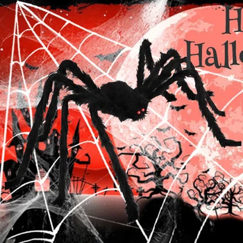 150cm/5cm Pókok 5m/40g pókháló Halloween Dekoráció, Kellékek Reális Fedett Kerti Party Dekoráció Hátborzongató Party Kellékek