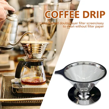 Kávé Szűrőtartó 304-Es Rozsdamentes Acélból Készült Újrafelhasználható Dupla Réteg Öntsük Kávét Dripper Háló Eszpresszó Tea Szűrő Kosár Eszközök