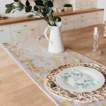1 Tekercs Arany Asztali Futó Vékony Tüll Tableclothations Vacsora Asztali Futó Asztal Dekoráció