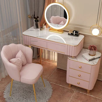 Északi Fény Luxus Lap Drag Hálószoba Tömör Fa Hiúság Asztal Bútor Modern Smink, fésülködő Asztal, LED-es Tükör