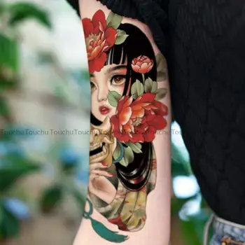 Japán Ideiglenes Tetoválás Matrica Rajzfilm Lány Prajna Maszk Virág Hamis Tetoválás a Nők Punk Farsangi Fesztivál Művészeti Aranyos Tatto