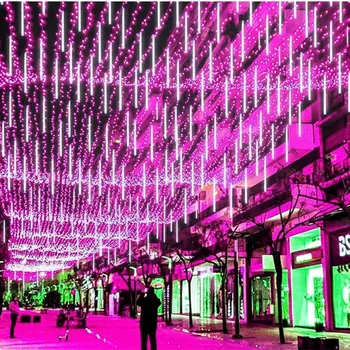 Napelemes LED Meteorzápor Girland Fény Utca Füzér Kültéri Lámpa Garland Új Év 2024 Karácsonyi Dekoráció az Otthoni Karácsony