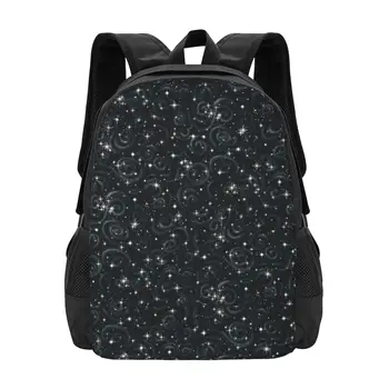 Fekete Csillagászok Csillag Mintás Fém Klasszikus Alapvető Vászon Iskolai hátizsák Alkalmi Daypack Hivatal Hátizsák Férfiak Nők