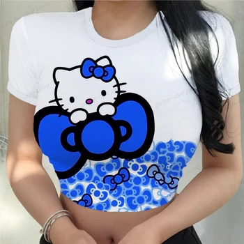 Koreai Stílus Póló Női Divat Felsők Pólók Rövid Ujjú póló Felső Póló, Alkalmi Női Póló Hello Kitty Tshirt Lányok