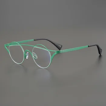 Tervező tiszta titán macska-szem keretek férfiak, mind a nők a Divat személyiség fém optikai kereteket, hogy szemüveget
