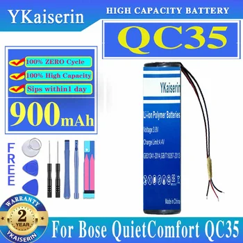 YKaiserin Csere Akkumulátor Bose QuietComfort QC 35 QC35 II. 45 QC45 Akkumulátor 3-vezetékes 750mAh/900mAh Li-Polimer Batteria