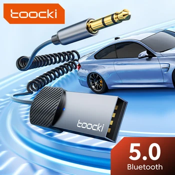 Toocki Bluetooth 5.0 Aux Adapter Adapter USB 3,5 mm-es Jack Audio Vezeték nélküli Kihangosító Autós Sztereó Vevőegység USB Jeladó