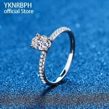 YKNRBPH S925 Sterling Ezüst Moissanite Női Gyűrű 1 Karátos Egyszerű Galamb Tojás Mosan Gyémánt lakodalom Gyűrű