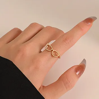 Európai, illetve Amerikai Fogadó Gyermekek Szórakoztató Mini Szemüveg Gyűrű Divat, Kreatív Kis Design Nyitva mutatóujját Gyűrű Pár Gyűrű
