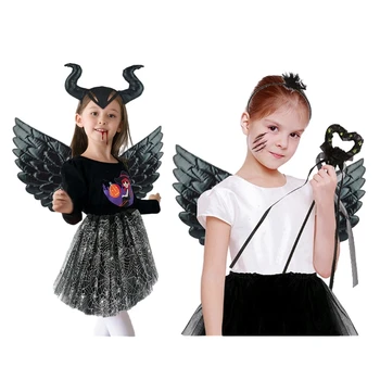 Gyerek Előadások, Halloween Ördög Jelmez Démonok Angyal Szárny Ördög Szarv Fejpánt