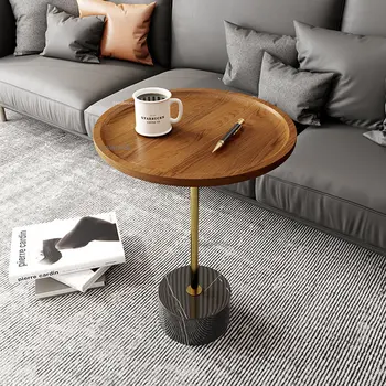 Északi Tömör Fa Dohányzóasztalok Nappali Bútor Fény Luxus Kreatív Kerek Design Tea Asztal Egyszerű Erkély Szabadidő Asztalok