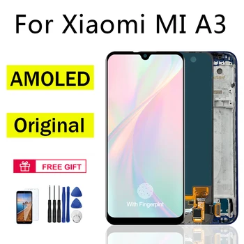 Prémium AMOLED LCD a XIAOMI MI A3 LCD Kijelző Teljes Összeállítás Digitalizáló Képernyőn Keret MI A3 Kijelző Javítás, Csere