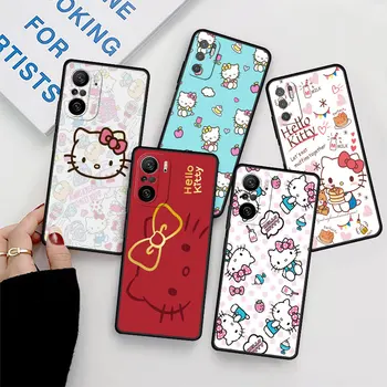 Vicces, Hello Kitty Esetben A Xiaomi Redmi Megjegyzés 11 12 10 9 Pro 11-12S 10S 9S 8 Luxus, Fekete, Puha Vissza a hátlapot Szilikon Érdekesség