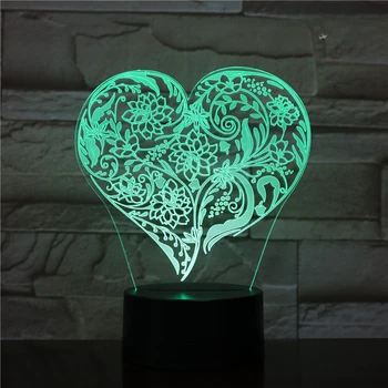 Nighdn Szerelem Formájú Éjszakai Fény LED Érintse meg az USB Dugót asztali Lámpa Haza Szoba Dekoráció Ajándék 3D-s Illúzió Este Lámpa Chilren Nők