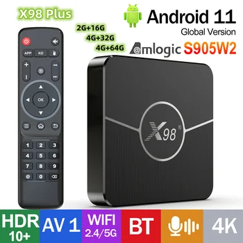 X98 Plusz TV Box Android 11.0 Amlogic S905W2 X98Mini TVbox 4G 32G 64G AV1 BT 2.4 G 5G Wifi 4K HDR Videót Media Player Set Top Box