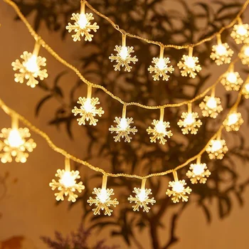 Karácsonyi Csillag, Hópehely LED String Fény Garland Karácsonyi Dekoráció Parti Haza Karácsony Mikulás Ajándékokat Navidad 2024 Boldog Új Évet