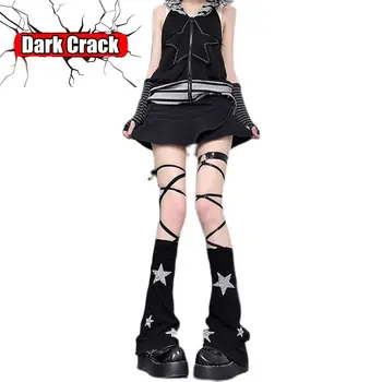 A nők lábmelegítő, Gothic, Lolita Harajuku LongTube Pántok Borjú Punk Zokni Meghatározott Jk Star Lábát Meghatározott Fűszeres Lány Vékony Kupac Zokni