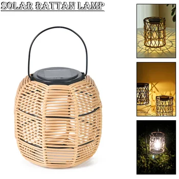 1 db Bambusz Természetes Rattan Solar Lámpa Világítás Beltéri Kültéri Díszek, Kerti Sétány, Erkélyes LED Lámpa Napelemes Lámpa